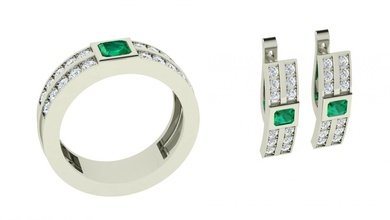 conjunto 1 joyería joya diamante belleza plata oro accesorio anillo anillos Moda vestir compromiso piedra preciosa lujo platino brillante pendientes 3d print model - Mito3D