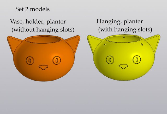 Ayarlamak 2 modeller vazo ekici Kulp destek asılı dekor çiçek yetiştirici saksı çanak buket çiçekçi Kalemlik kalemlik organizatör Kırtasiye depolama office supply kedi yavrusu 3D print model - Mito3D