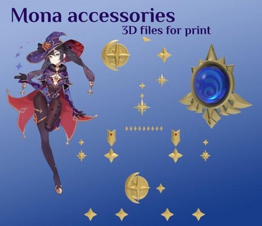 set cosplay mona genshin impact 3d print model - Mito3D