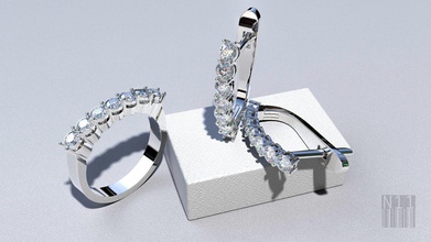 set di orecchini anello diamanti gioielli gli i kit il design gemma la cera stampabile stile moda stampa gioiello orecchino le pietre 3d print model - Mito3D