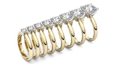 acht Solitär-ring princess - 3d-Druck-Modell 3d genial Sammlung diamond ring engagem engagement Mode gem gold Schmuck Prinzessin 3d print model - Mito3D