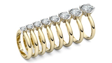 ensemble de huit solitaire bague 3d modèle d'impression la beauté brillant collection coupe l'engagement mode gem or bijoux imprimable les anneaux ronde blanc 3d print model - Mito3D