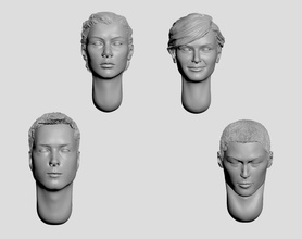 set heads hair anatomy character figurines head human miniatures people 3d model 35th scale plastic small-scale face national nation printing 3d print model - Mito3D