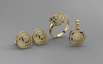 conjunto joyería joya 3d Moda anillo diamante oro prototipos arete colgante pendiente collar imprimible diseño aneis aretes carámbanos joyas brillante 3d print model - Mito3D