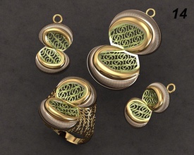 ensemble de bijoux en or la mode l'anneau fusion filigrane à l'oreille 3d print model - Mito3D
