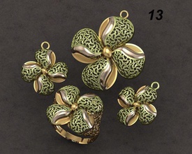 set di gioielli in oro moda anello fusion filigrana 3d print model - Mito3D