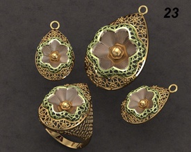set jewelry gold 3d print model in 3dexport fashion ring fusion filigree 3d print model - Mito3D