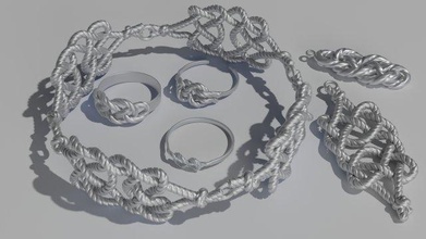 set of jewelry knot 3d print model in 3dexport silver ring pendant bracelet 3d print model - Mito3D