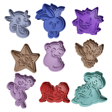 set pokemon mewtwo gengar staryu seahorse pidgey krabby lapras oddish slowpoke meowth cookiecutter 3d print model - Mito3D