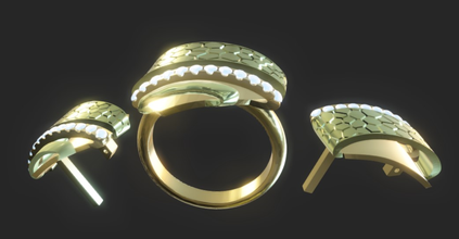 conjunto anel brinco Rablick 3d impressão modelo joalheria precioso luxo gema prata imprimível jóia diamante brilhante mulher ouro platina fêmea diamantado moda beleza argolas brincos 3d print model - Mito3D