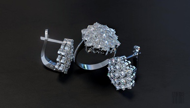set ring Ohrringe Schmuck Frauen diamond modell drucken drumherum die Stereolithografie Luxus Edelsteine design Edelstein Wachs bedruckbar ist Stil cnc 3d print model - Mito3D