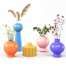 set vases-no1- dei qi simple ceramic vase flower ivy pampas deco 3d print model - Mito3D