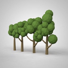 set wood 3d print model in figurines 3dexport wooden trees nature figurine lowpoly low-poly polygonal 3d print model - Mito3D