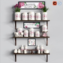 fixé mur cuisine décor ensemble modern plant fleur Cadre assiette tasse 3d print model - Mito3D