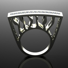 sette anello i gioielli gemma giallo 3d argento stampabile modelli gioiello bianco oro il design moda diamondring rhino matrix roundgem 3d print model - Mito3D