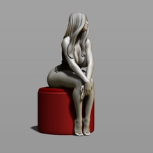 sexy girl on a padded stool 3d print model in woman 3dexport armchair body chair character female figurines furniture human humpty lady lounge miniatures ottoman person pew pouf recliner 3d print model - Mito3D