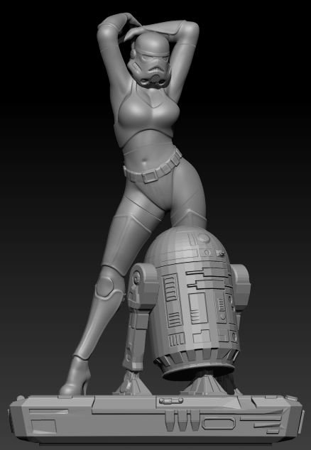 sexy stormtrooper 3d impresión modelo in sci fi 3dexport figurilla hembra guerra galaxias robot coleccionable mujer 3D print model - Mito3D