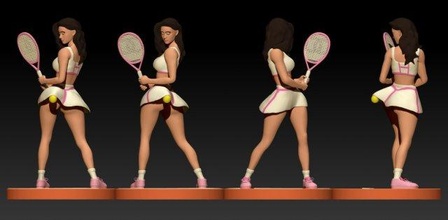 sexy tennis woman 3d print model in 3dexport pinup ball sport earth beat 3d print model - Mito3D