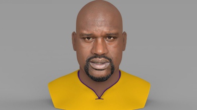 shaq oneal bust ready color 3d printing print model in figurines 3dexport shaquille kobe bryant michael jordan lebron james curry durant harden basketball nba bulls warriors lakers 3d print model - Mito3D