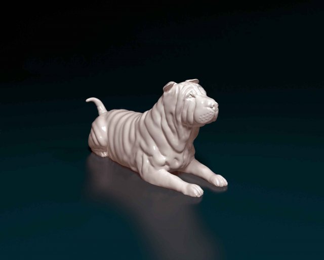 shar pei cão 3d impressão modelo in estatuetas 3dexport animal stl obj printready imprimível 3D print model - Mito3D