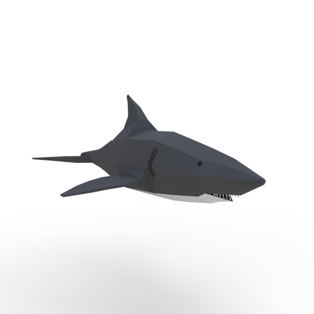 shark cartoon 3d model in 3dexport fish ocean tooth teeth dangerus animals sea lowpoly game 3D print model - Mito3D