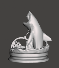 shark gears mechanical steampunk art splash water jump jumping 3d print model - Mito3D