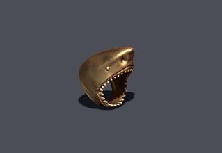 Tubarão cabeça anel jóias prata jóia natureza colar joalheria onda água imprimível peixe predador marinho animal Alto surfar mandíbula sinete 3d print model - Mito3D