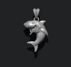requin pendentif en bas-relief, il bijoux d'argent joyau la nature de l'habillement collier des colliers vague l'eau aqua imprimable le du poisson prédateur marine animal haut surf mâchoire 3d print model - Mito3D