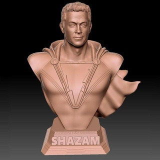 Shazam buste homme personnage super héros dc merveille costume Justice ligue Superman art sculpture sort atome société statue miniature armure 3d print model - Mito3D