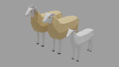 sheep family pack 3d model in 3dexport lowpoly poly animal farm mammal nature ram lamb blend 3d print model - Mito3D