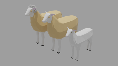 schaf familie pack 3d modell 3dexport lowpoly poly tier bauernhof säugetier natur ram lamm mischung 3d print model - Mito3D