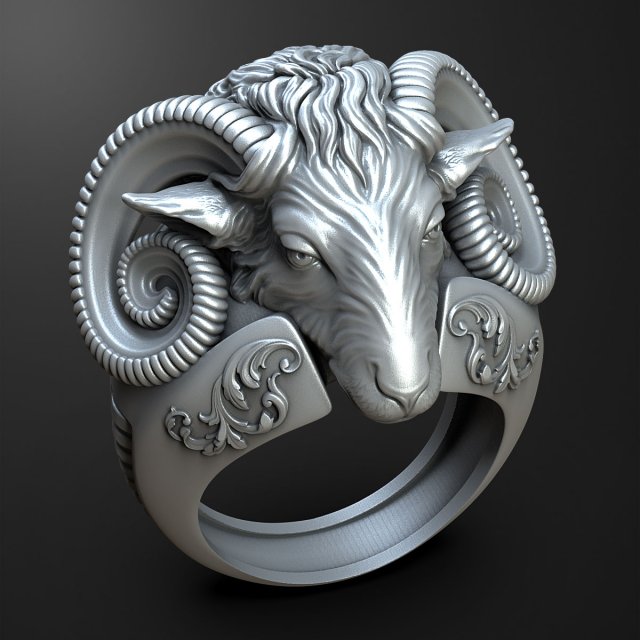 Schaf Kopf Ring Ringe Schmuck 3D print model - Mito3D