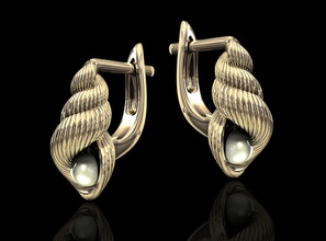 shell boucles d'oreilles de perles 3d imprimable stl des boucle d'oreille or d'argent le platine pearl les femmes la mode mer livre sterling bijoux 3d print model - Mito3D