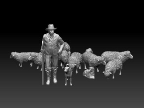 pastor ovelha 3d impressão modelo in escultura 3dexport ram animal fazenda vila agricultor homem gado 3d print model - Mito3D