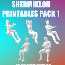 shermiklon printables pack 1 stl characters printable driver police beer 3d human people diorama scene 3d print model - Mito3D