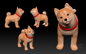 shiba dog obj stl vrml 3d print model in animals 3dexport inu puppy cute 3d print model - Mito3D