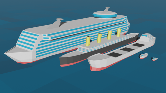 gemiler paketlemek düşük poli 3d model Ulaşım polimodel 3d print model - Mito3D
