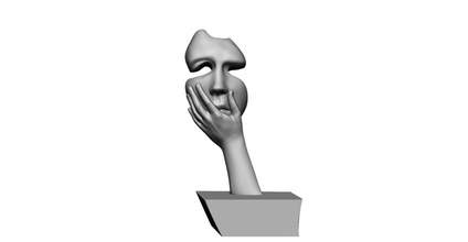 conmocionado mujer 3d impresión modelo in escultura 3dexport máscara niña arte imprimible printing zbrush stl obj mano 3d print model - Mito3D