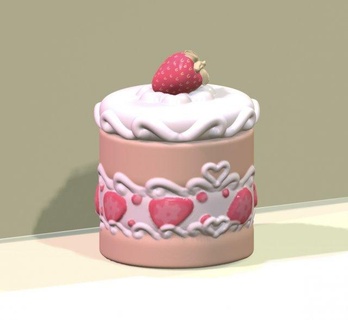 kısa kek takı Kutu kurabiye mücevher kutusu çilek Şirin Yazdır 3d print model - Mito3D