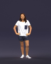 shorts woman 0416 3d print ready scan model polygon 3dprint human male realistic posed character people miniatures man child style success outfit fashion 3d print model - Mito3D
