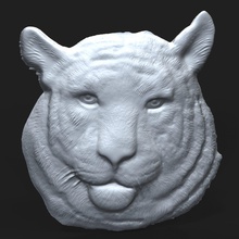 siberian tiger head relief animal mammal predator feline cat face bas sculpture cnc printable 3d-print carving stl obj zbrush 3d print model - Mito3D