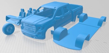 sierra 1500 tripulación cabina caja corta at4 2019 imprimible coche vehiculo espacio scalextric Tamiya rc miniz pasatiempo micro tractor 3d print model - Mito3D