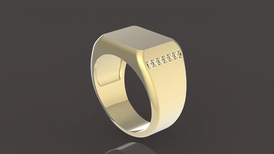 le sceau de luxe bijoux or imprimable platine diamant pierre brillant d'argent l'anneau joint d'étanchéité les anneaux la livre sterling sévère fort solide hommes 3d print model - Mito3D