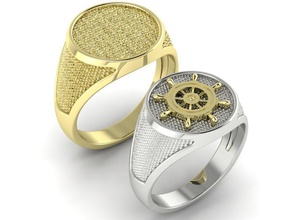 sello hombres anillo direccion rueda joyería masculino joya Clásico imprimible símbolo regalo exclusivo proteger oro anillos stl mar marinero 3d print model - Mito3D