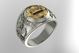 signet polska policja jewellery male ring vintage printable eastern men exclusive jewel rings 3dm 3ds stl 3d print model - Mito3D
