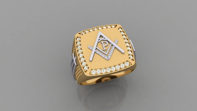el anillo de sellar la letra p carta alfabetos signet signetring diamante oro plata platino zbrush letras 3dprintable imprimible cnc joya joyería jewells señores los anillos 3d print model - Mito3D
