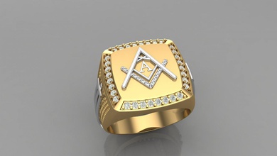 anello con sigillo della lettera alfabeti signetring diamante oro argento disco di platino zbrush lettere 3dprintable stampabile cnc gioiello gioielli jewells signori anelli 3d print model - Mito3D