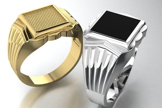 anello con sigillo uomini due opzioni gioielli maschio vintage stampabile orientale esclusivo regalo uomo oro gioiello anelli 3ds 3d print model - Mito3D