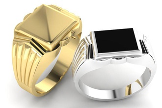 Siegelring Herren zwei Optionen Schmuck Männlich signet jahrgang bedruckbar ist Geschenk Ost ring Männer exklusiv Mann gold Juwel Ringe 3ds 3d print model - Mito3D