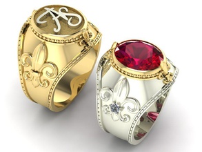 sello anillo royal lirio símbolo joyería masculino joya Clásico imprimible heráldico hombres exclusivo proteger oro anillos 3ds 3d print model - Mito3D